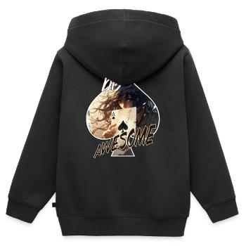 Poker-Spielkarten Motiv - be awesome - Kinder Premium Organic Zip Hoodie - Schwarz - Hinten - AI Model Kid Male (0cm)