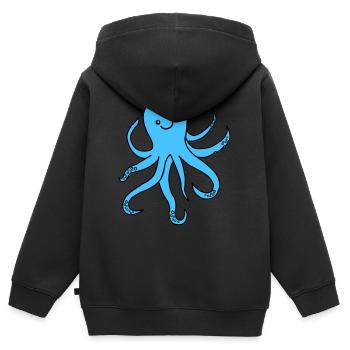 Pieuvre Pieuvre - Sweat Premium à capuche zippé enfant bio - noir - Dos - AI Model Kid Male (0cm)