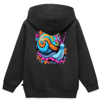 Partyschnecke bunte Weinbergschnecke - Kinder Premium Organic Zip Hoodie - Schwarz - Hinten - AI Model Kid Male (0cm)