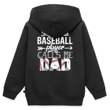 Mein Lieblings-Baseballspieler nennt mich Papas Vater - Kinder Premium Organic Zip Hoodie - Schwarz - Hinten - AI Model Kid Male (0cm)