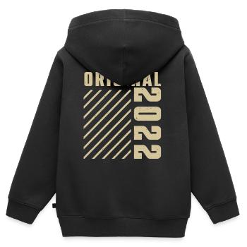 Original 2022 Authentischer 2022 Vintage Bursdag - Kinder Premium Organic Zip Hoodie - Schwarz - Hinten - AI Model Kid Male (0cm)