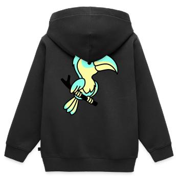 perroquet - Sweat Premium à capuche zippé enfant bio - noir - Dos - AI Model Kid Male (0cm)