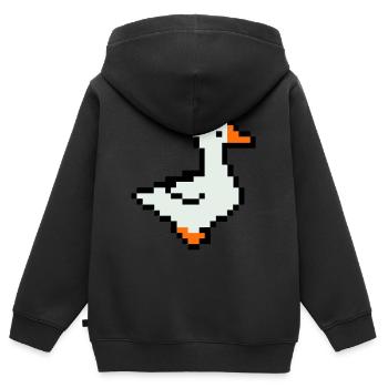 Canard Pixel - Sweat Premium à capuche zippé enfant bio - noir - Dos - AI Model Kid Male (0cm)