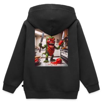 vegetables downfall Apocalypse Monster pepper - Kids Premium Organic Zip-up Hoodie - black - Back - AI Model Kid Male (0cm)