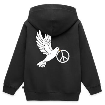 Friedenstaube mit Peacezeichen - Kinder Premium Organic Zip Hoodie - Schwarz - Hinten - AI Model Kid Male (0cm)