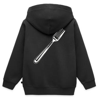 Fourchette Couverts Icon - Sweat Premium à capuche zippé enfant bio - noir - Dos - AI Model Kid Male (0cm)