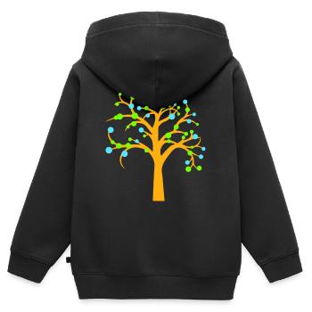arbre belles feuilles nature forêt arbre silhouette - Sweat Premium à capuche zippé enfant bio - noir - Dos - AI Model Kid Male (0cm)