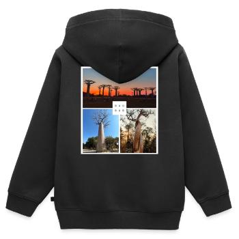 Baobab de Madagascar - Sweat Premium à capuche zippé enfant bio - noir - Dos - AI Model Kid Male (0cm)