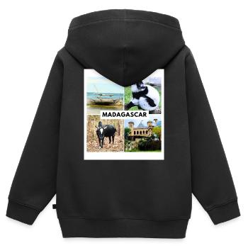 Symboles de Madagascar - Sweat Premium à capuche zippé enfant bio - noir - Dos - AI Model Kid Male (0cm)