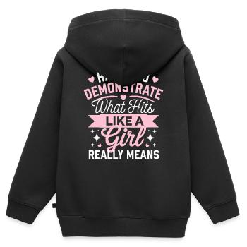 Mädchenpower im Kampfsport - Kinder Premium Organic Zip Hoodie - Schwarz - Hinten - AI Model Kid Male (0cm)
