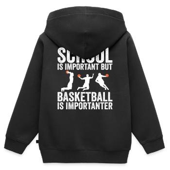 Schule ist wichtig, aber Basketball ist noch wichtiger - Kinder Premium Organic Zip Hoodie - Schwarz - Hinten - AI Model Kid Male (0cm)