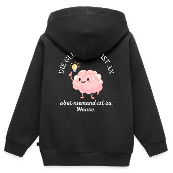 Dummer Spruch Dumm gelaufen, wie immer Gehirn - Kinder Premium Organic Zip Hoodie - Schwarz - Hinten - AI Model Kid Male (0cm)