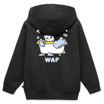 Joli motif de chat dans la baignoire - Sweat Premium à capuche zippé enfant bio - noir - Dos - AI Model Kid Male (0cm)