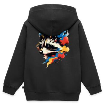 Sky Raccoon - Kinder Premium Organic Zip Hoodie - Schwarz - Hinten - AI Model Kid Male (0cm)