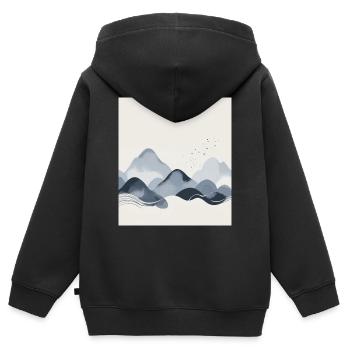 Abstrakte Berge - Kinder Premium Organic Zip Hoodie - Schwarz - Hinten - AI Model Kid Male (0cm)