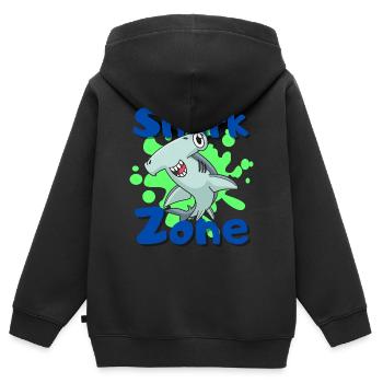 Shark Zone - Kinder Premium Organic Zip Hoodie - Schwarz - Hinten - AI Model Kid Male (0cm)