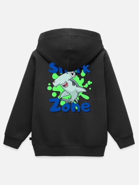 Shark Zone - Kinder Premium Organic Zip Hoodie - Schwarz
