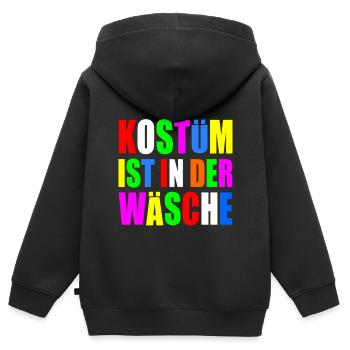 mein kostüm ist in der wäsche - Kinder Premium Organic Zip Hoodie - Schwarz - Hinten - AI Model Kid Male (0cm)