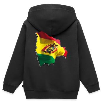 Bolivien Flagge in der Bolivien Landkarte - Kinder Premium Organic Zip Hoodie - Schwarz - Hinten - AI Model Kid Male (0cm)