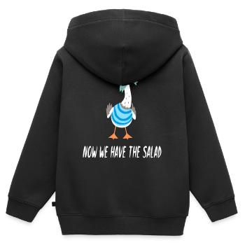 Maintenant, nous avons la salade - Sweat Premium à capuche zippé enfant bio - noir - Dos - AI Model Kid Male (0cm)