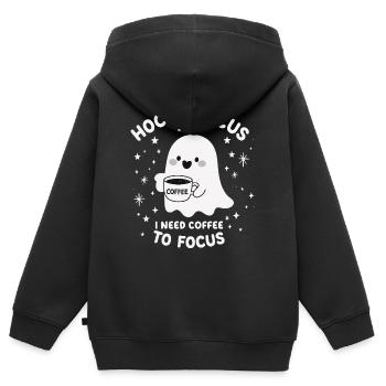 Hocus Pocus J’ai besoin de café pour me concentrer - Sweat Premium à capuche zippé enfant bio - noir - Dos - AI Model Kid Male (0cm)