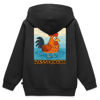 Wasserhahn by Rico Beck - Kinder Premium Organic Zip Hoodie - Schwarz - Hinten - AI Model Kid Male (0cm)