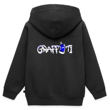 graffiti - Sweat Premium à capuche zippé enfant bio - noir - Dos - AI Model Kid Male (0cm)