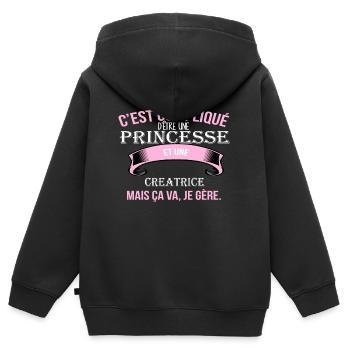 creatrice - Sweat Premium à capuche zippé enfant bio - noir - Dos - AI Model Kid Male (0cm)