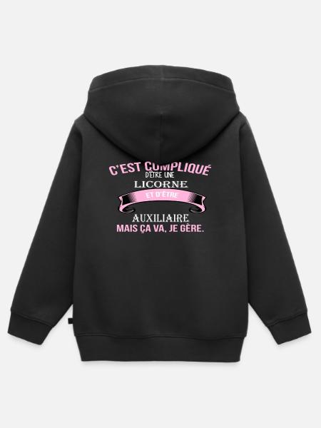 Auxiliaire - Sweat Premium à capuche zippé enfant bio - noir
