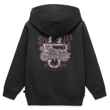 STREET BIKERS - Biker Motorrad Motorcyle Geschenk - Kinder Premium Organic Zip Hoodie - Schwarz - Hinten - AI Model Kid Male (0cm)