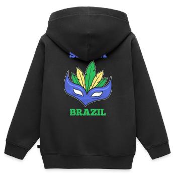 Cadeau Samba Brésil - Sweat Premium à capuche zippé enfant bio - noir - Dos - AI Model Kid Male (0cm)