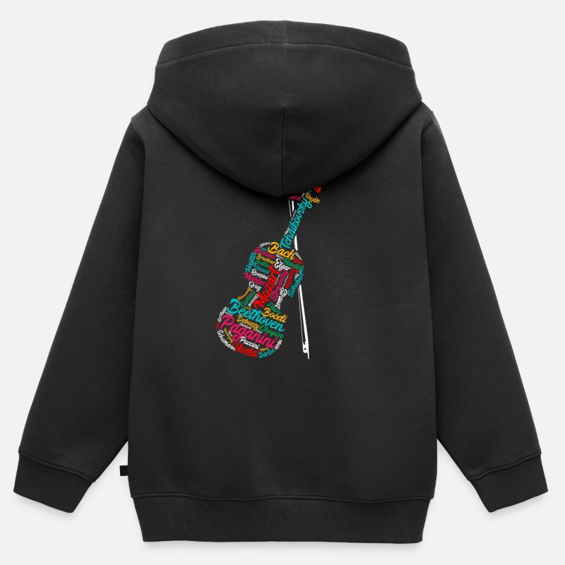 Classical composer Classical music violin - Kids Premium Organic Zip-up Hoodie - black