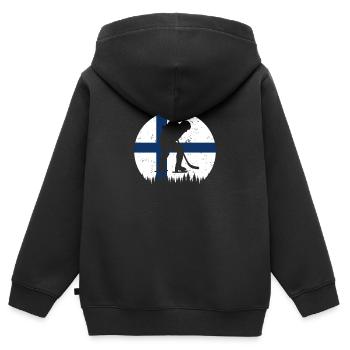 Eishockey Finnland FI Eissport Länderflagge Winter - Kinder Premium Organic Zip Hoodie - Schwarz - Hinten - AI Model Kid Male (0cm)