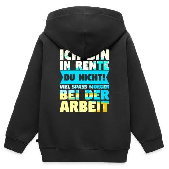 Ich bin in Rente - Kinder Premium Organic Zip Hoodie - Schwarz - Hinten - AI Model Kid Male (0cm)