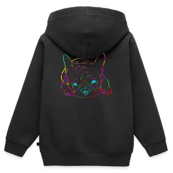 Französische Bulldogge Farben - Kinder Premium Organic Zip Hoodie - Schwarz - Hinten - AI Model Kid Male (0cm)
