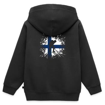 Eishockey Finnland FI Eissport Länderflagge Splash - Kinder Premium Organic Zip Hoodie - Schwarz - Hinten - AI Model Kid Male (0cm)