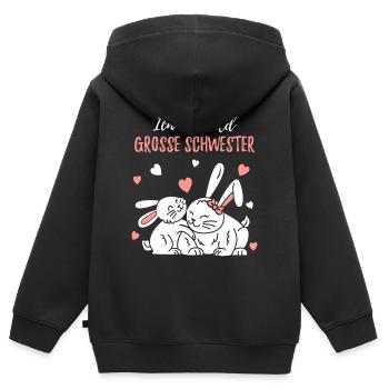 Bald grosse Schwester / Werde grosse Schwester - Kinder Premium Organic Zip Hoodie - Schwarz - Hinten - AI Model Kid Male (0cm)