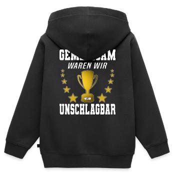 Jobwechsel Pokal Abschiedsgeschenk für Kollegen - Kinder Premium Organic Zip Hoodie - Schwarz - Hinten - AI Model Kid Male (0cm)