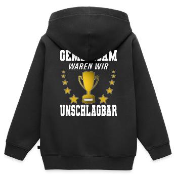 Pokal Abschiedsgeschenk für Kollegen Beschriftbar - Kinder Premium Organic Zip Hoodie - Schwarz - Hinten - AI Model Kid Male (0cm)