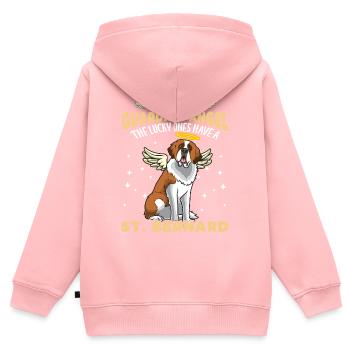 Bernhardiner avec des ailes d’ange - Sweat Premium à capuche zippé enfant bio - rose - Dos - AI Model Kid Female (0cm)