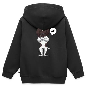 Petit petit Münsterländer Sturer - Sweat Premium à capuche zippé enfant bio - noir - Dos - AI Model Kid Male (0cm)