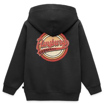 Flensburg Germany - Kinder Premium Organic Zip Hoodie - Schwarz - Hinten - AI Model Kid Male (0cm)