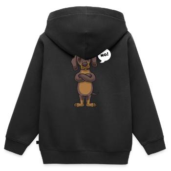 Têtu teckel teckel cadeau - Sweat Premium à capuche zippé enfant bio - noir - Dos - AI Model Kid Male (0cm)