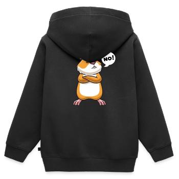 Sturer Goldhamster Zwerghamster - Kinder Premium Organic Zip Hoodie - Schwarz - Hinten - AI Model Kid Male (0cm)
