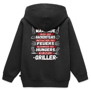 Griller Grillen lustig - Kinder Premium Organic Zip Hoodie - Schwarz - Hinten - AI Model Kid Male (0cm)