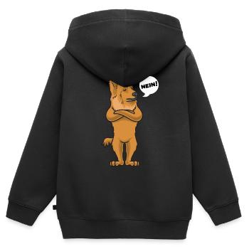 Sturer Harzer Fuchs Hund - Kinder Premium Organic Zip Hoodie - Schwarz - Hinten - AI Model Kid Male (0cm)