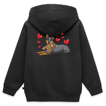 Australien Cattle Dog mit stofftier - Kinder Premium Organic Zip Hoodie - Schwarz - Hinten - AI Model Kid Male (0cm)