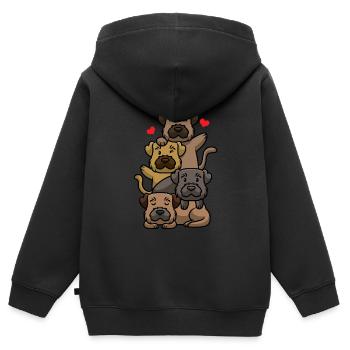 Border Terrier - Sweat Premium à capuche zippé enfant bio - noir - Dos - AI Model Kid Male (0cm)