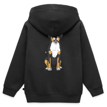 Entlebucher Sennenhund Hund - Sweat Premium à capuche zippé enfant bio - noir - Dos - AI Model Kid Male (0cm)