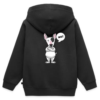 Sturer Miniature Bullterrier Hund - Kinder Premium Organic Zip Hoodie - Schwarz - Hinten - AI Model Kid Male (0cm)